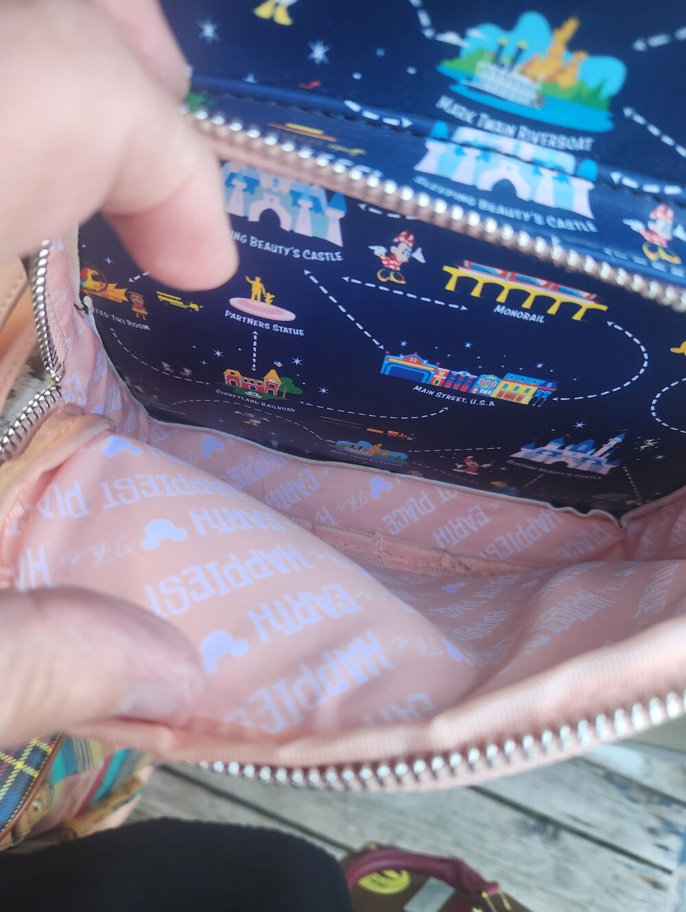 Loungefly Navy Disney Park Map Mini Backpack with Pink Accents - Picture 6 of 14